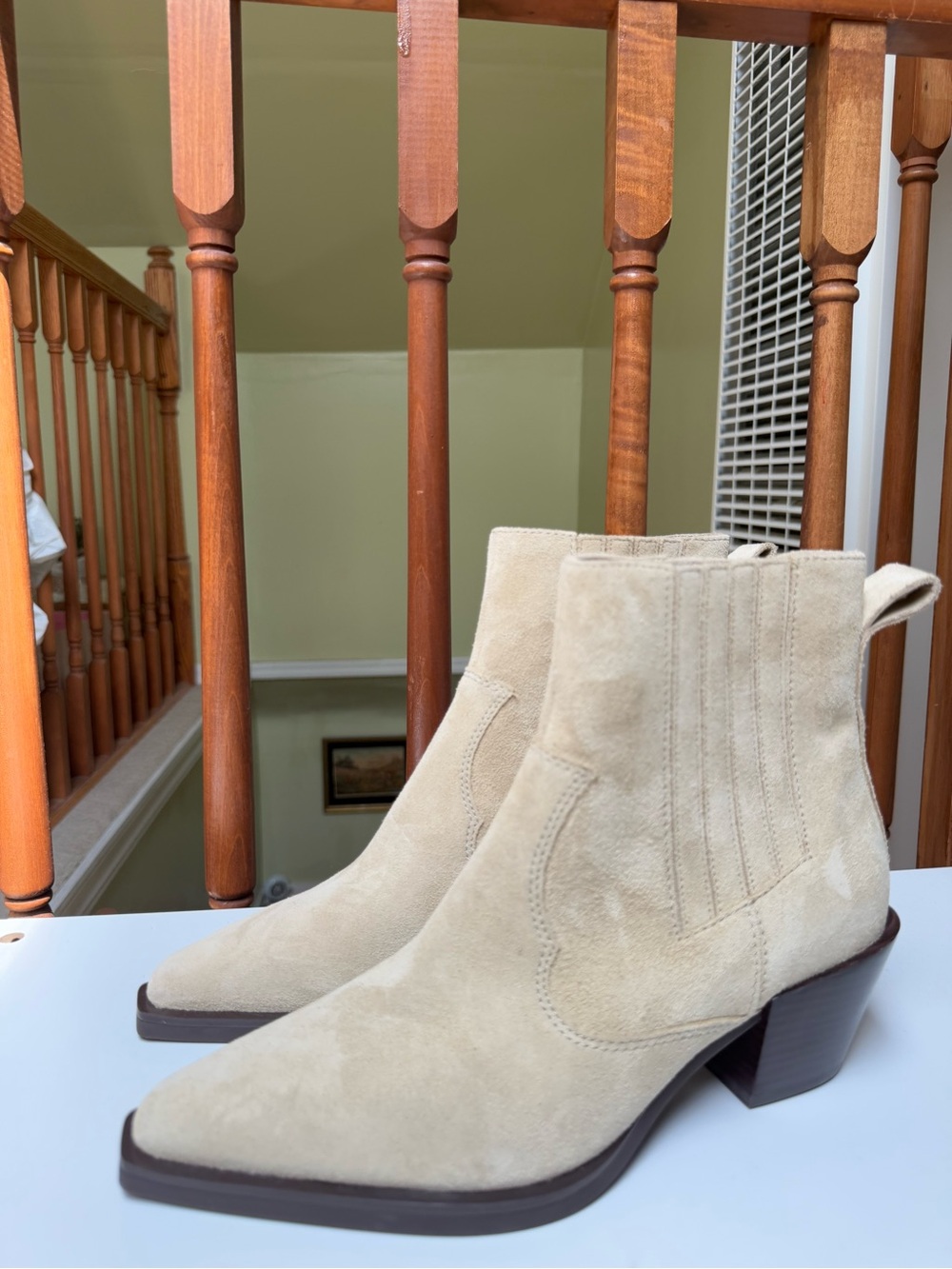 rag & bone Beige Suede Pointed Ankle Booties - Picture 3 of 10